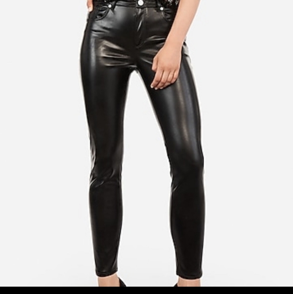 Express Pants - High Waist Vegan Black Leather Pants Express